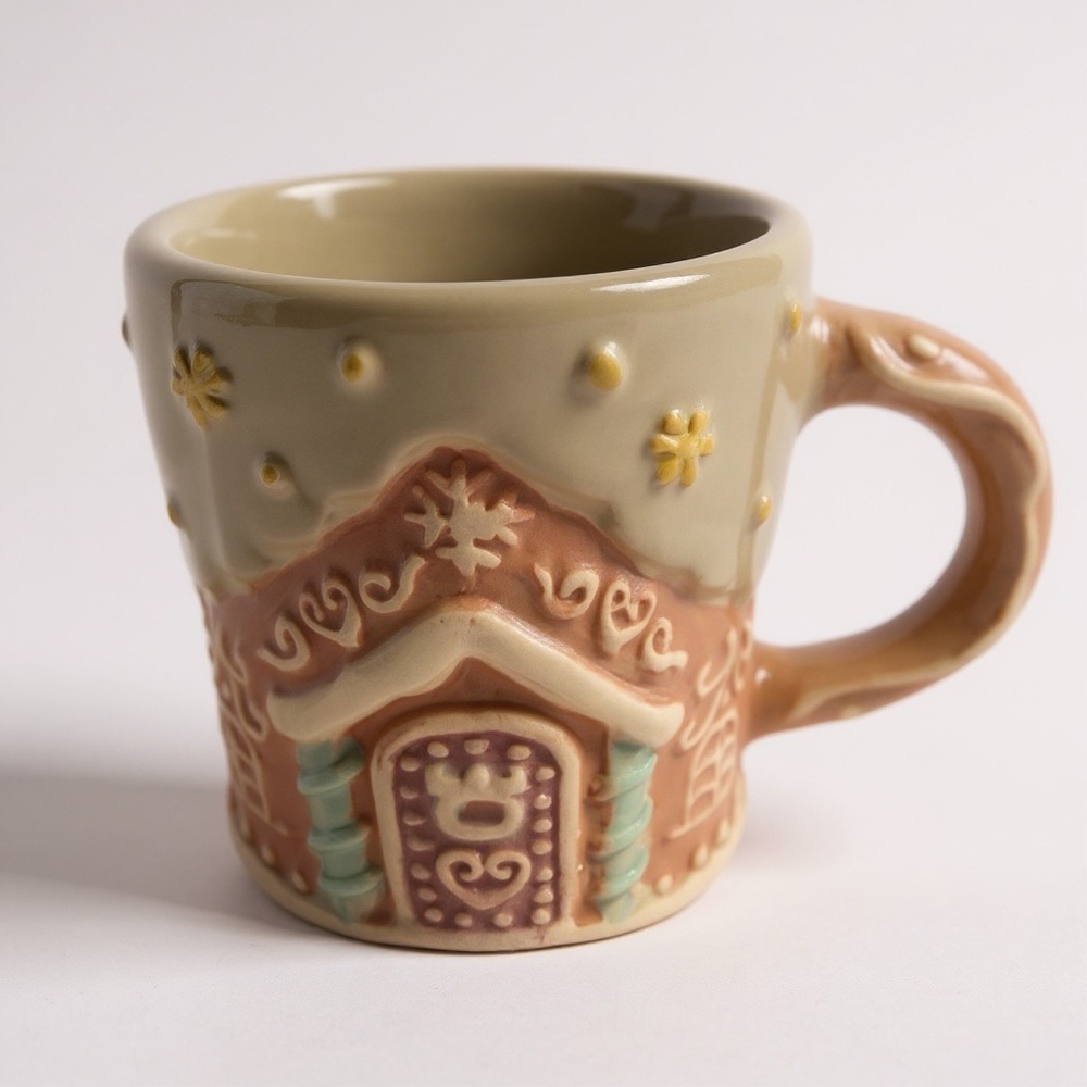 Charming Beige and Pink Ceramic Mug - Picture 1 of 2